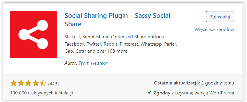 Wtyczka Sassy Social Share