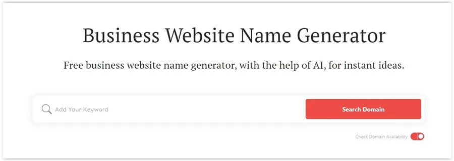 Generator nazwy firmy - Business Website Name Generator od Domain Wheel