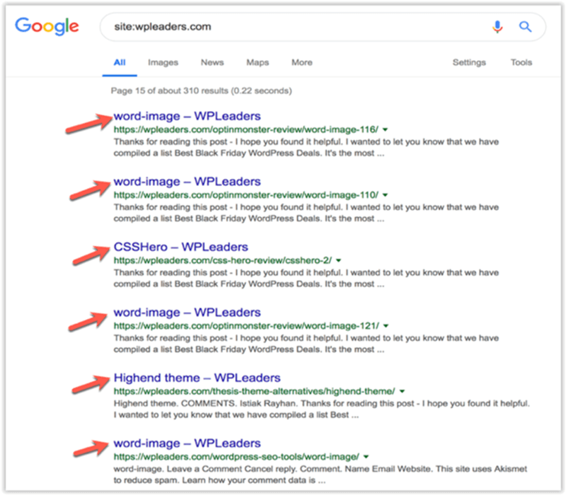 widok wyników wyszukiwania Google