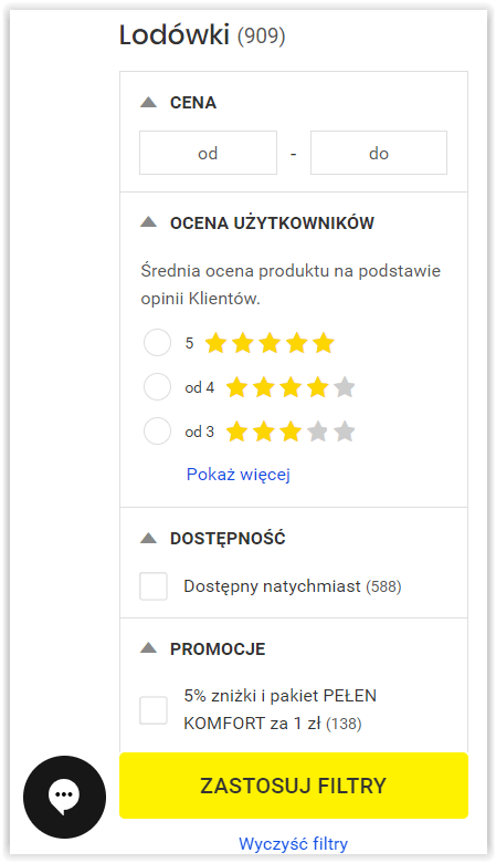 Filtrowanie produktów