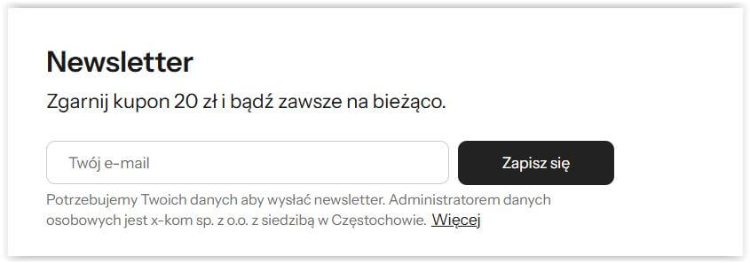 Dołączenie do newslettera